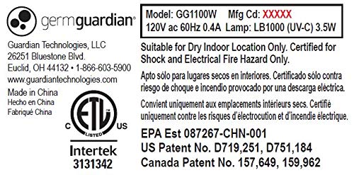 Germ Guardian GG1100W UV-C Air Purifier for Small Rooms - Image 5