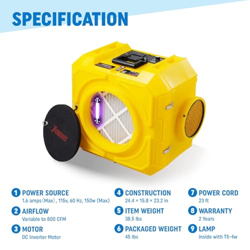 "XTREWAY X800 HEPA Air Scrubber for Home & Industrial Use" - Image 3