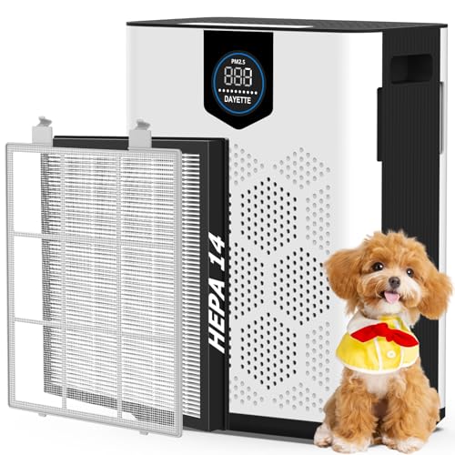 DAYETTE Air Purifier for Large Room - H14 HEPA Filter, 22dB