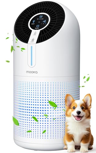 MOOKA Large Room Air Purifier with H13 HEPA Filter & Timer
