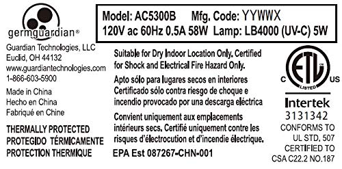 Air Purifier for Smoke: Germ Guardian HEPA Filter AC5300B2PK - Image 8