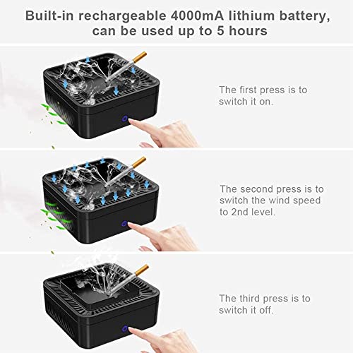 "Self-Cleaning Ashtray with LED, USB Rechargeable Air Purifier" - Image 7