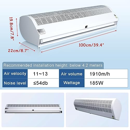 "Energy-Efficient 39.4” Two-Speed Air Curtain - White" - Image 2