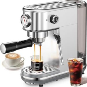High Pressure Espresso Machine with Milk Frother, Silver