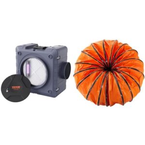 “VEVOR Air Scrubber 800 CFM + Mophorn 25ft Ducting, Orange”
