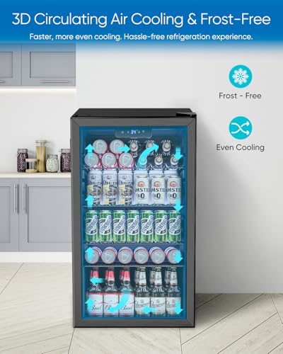 Feelfunn 3.2 Cu.Ft Mini Fridge - 126 Can Beverage Cooler - Image 3