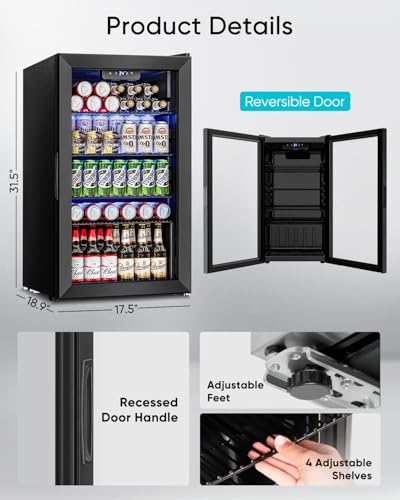 Feelfunn 3.2 Cu.Ft Mini Fridge - 126 Can Beverage Cooler - Image 5