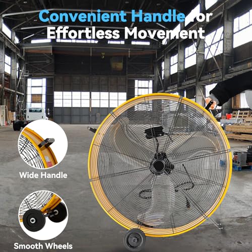 30" Heavy Duty Metal Drum Fan - 14000 CFM, 3-Speed, Movable - Image 3