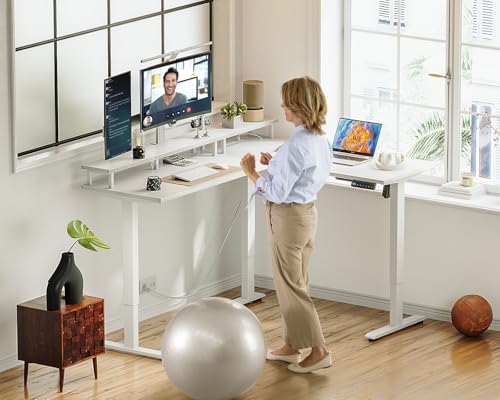 AODK 59" L-Shaped Electric Standing Desk with Power Outlets - Image 7