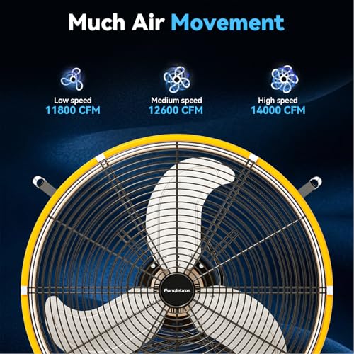 30" Heavy Duty Metal Drum Fan - 14000 CFM, 3-Speed, Movable - Image 2