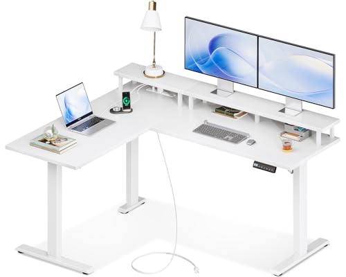 AODK 59" L-Shaped Electric Standing Desk with Power Outlets
