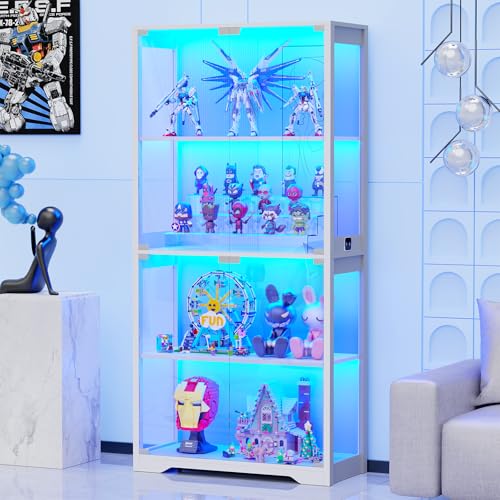 BROTTAR 4-Tier Glass Display Cabinet with LED Lights and Sensor