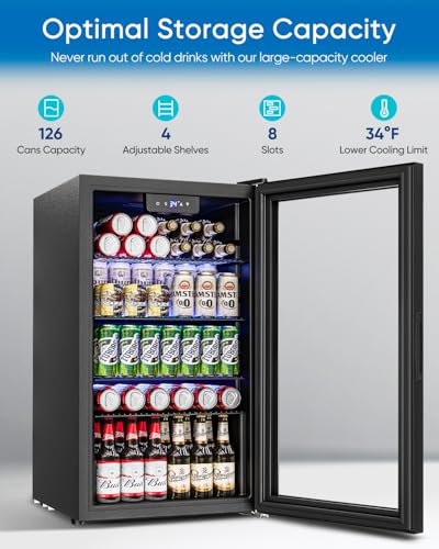 Feelfunn 3.2 Cu.Ft Mini Fridge - 126 Can Beverage Cooler - Image 2