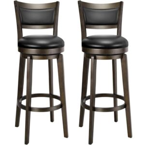 Extra Tall Swivel Bar Stools Set of 2 – Black Faux Leather Extra Tall Swivel Bar Stools Set of 2 – Black Faux Leather