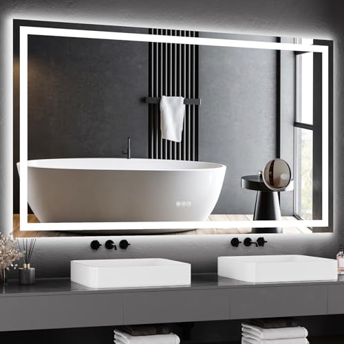 GarveeHome 60"x36" Dimmable LED Bathroom Mirror - Anti-Fog, Smart