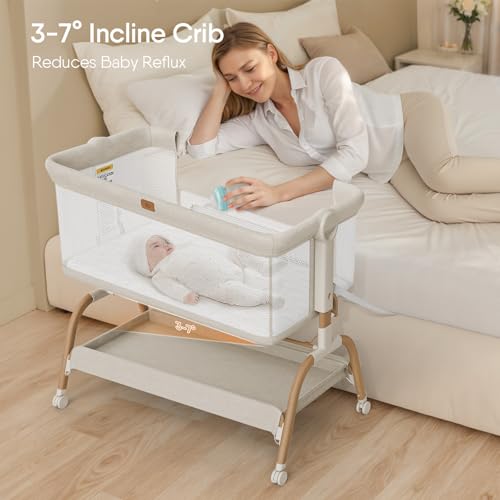 3-in-1 Baby Bassinet Bedside Crib with Adjustable Height - Image 2