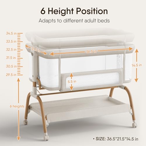 3-in-1 Baby Bassinet Bedside Crib with Adjustable Height - Image 3