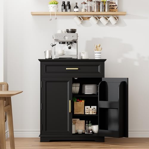 Redayfur Modern Kitchen Storage Cabinet, Black Sideboard - Image 2