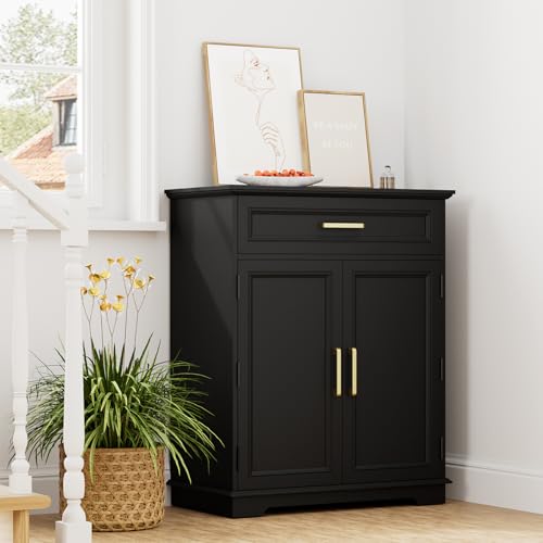 Redayfur Modern Kitchen Storage Cabinet, Black Sideboard - Image 5