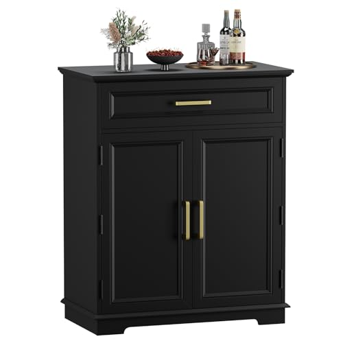 Redayfur Modern Kitchen Storage Cabinet, Black Sideboard