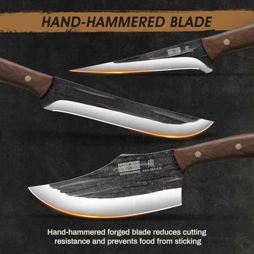 HOSHANHO Hand Forged Butcher Knife Set with Roll Bag & Cleaver - Image 3