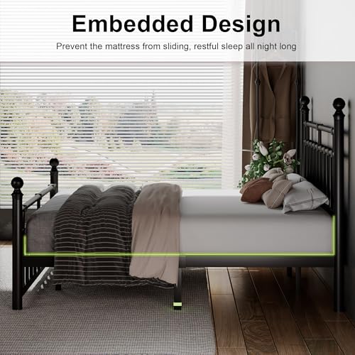 Feonase King Size Metal Bed Frame with Victorian Headboard - Image 3