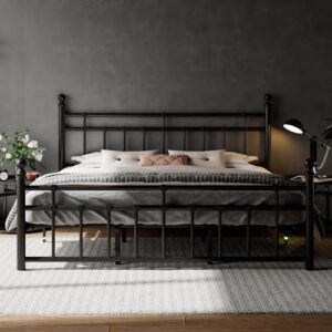 Feonase King Size Metal Bed Frame with Victorian Headboard Feonase King Size Metal Bed Frame with Victorian Headboard