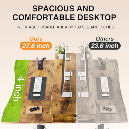 Veken Brown Adjustable Standing Desk with Storage & Monitor Shelf - Image 6