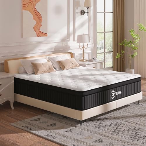 CRYREINA 12" Queen Hybrid Mattress - Medium Firm, Pressure Relief