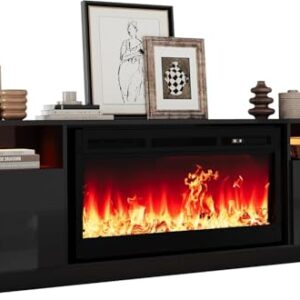 PeakPursuit 70” Fireplace TV Stand with LED Light & Heater