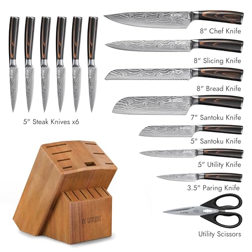 Yatoshi 15-Piece Kitchen Knife Set | High Carbon Steel, Ergonomic - Image 7
