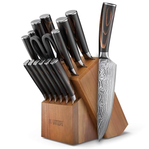Yatoshi 15-Piece Kitchen Knife Set | High Carbon Steel, Ergonomic