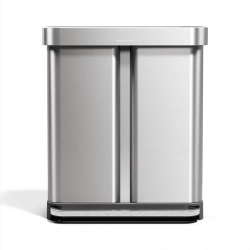 Simplehuman 58L Dual Compartment Step Trash Can, Stainless Steel